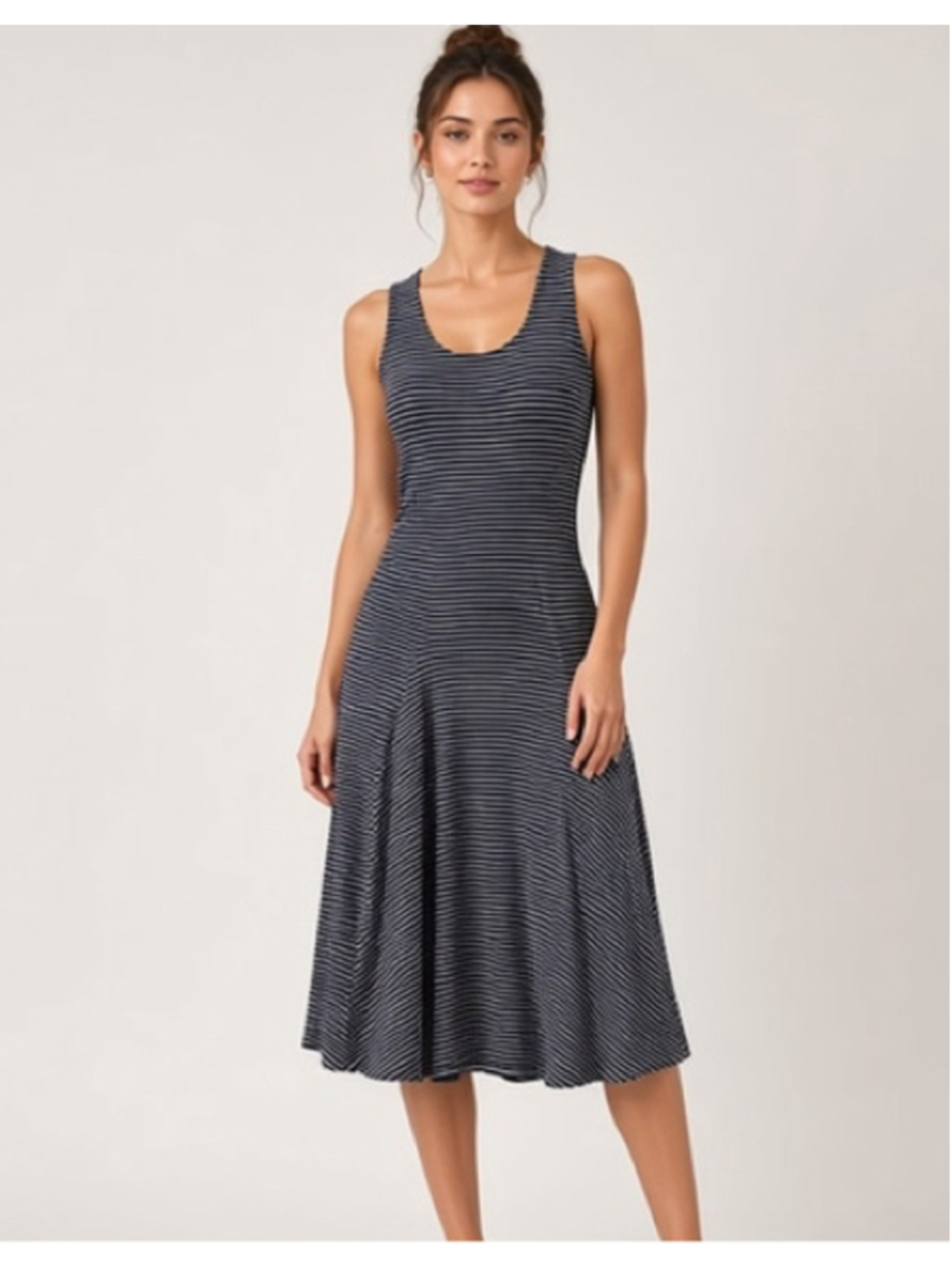 Ralph Lauren Striped Drop Waist Skater Dress Sleeveless Midi Knit XS 2146
